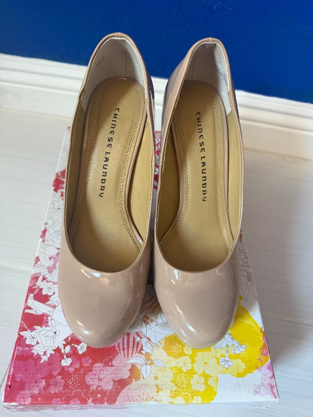 Beige Chinese Laundry Patent Heels